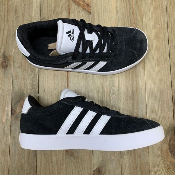 ADIDAS® VL Court Kids Size 1.0 Shoes Black White Low Top Suede Sneakers - Picture 1 of 8